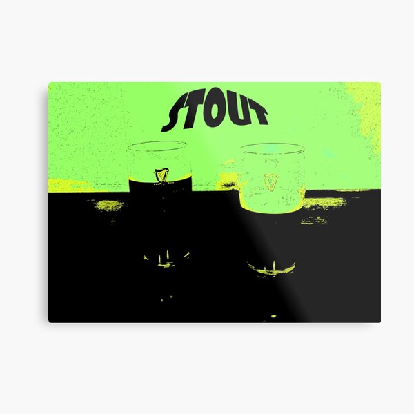 Two Pints of Stout - Yellow Metal Print