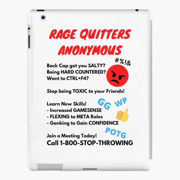 Rage Quitters Anonymous Gamer White Text | iPad Case & Skin