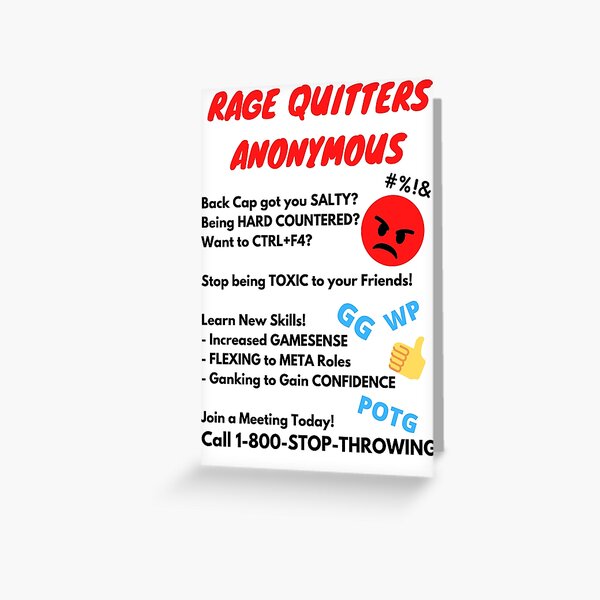 Rage Quitting Angry Video Game Nerd Gamer White Green on Black Funny  Sarcastic | Greeting Card