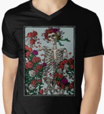 Skeleton & Roses V-Neck T-Shirt