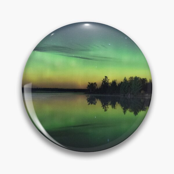 Item preview, green and yellow beautiful northern lights borealis reflected on water  designed and sold by Joni77.