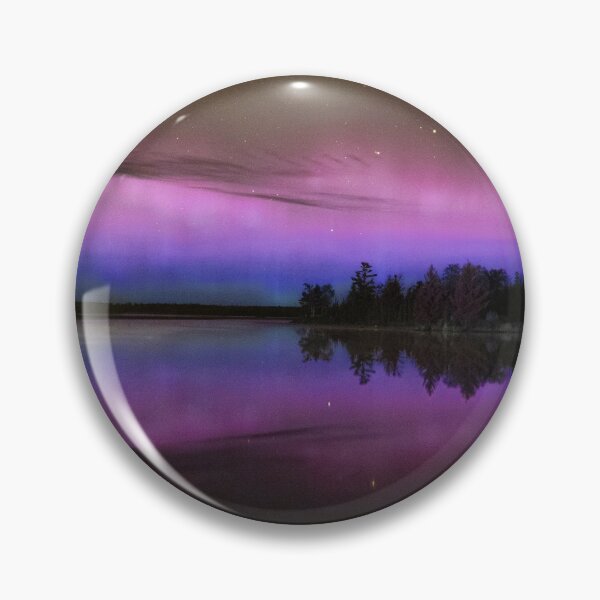 Item preview, purple and blue beautiful northern lights borealis reflected on water  designed and sold by Joni77.