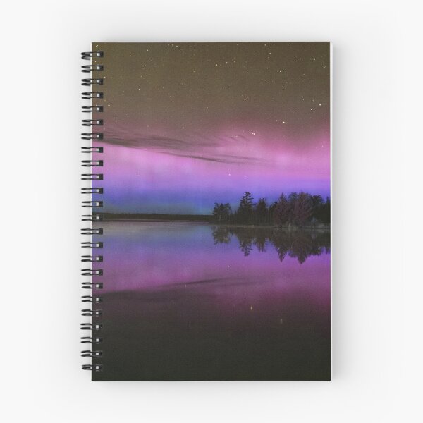 Item preview, purple and blue beautiful northern lights borealis reflected on water  designed and sold by Joni77.