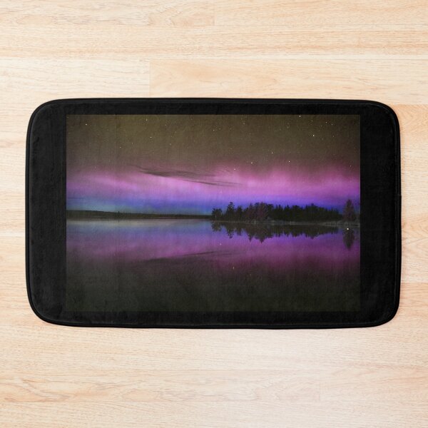 Item preview, purple and blue beautiful northern lights borealis reflected on water  designed and sold by Joni77.