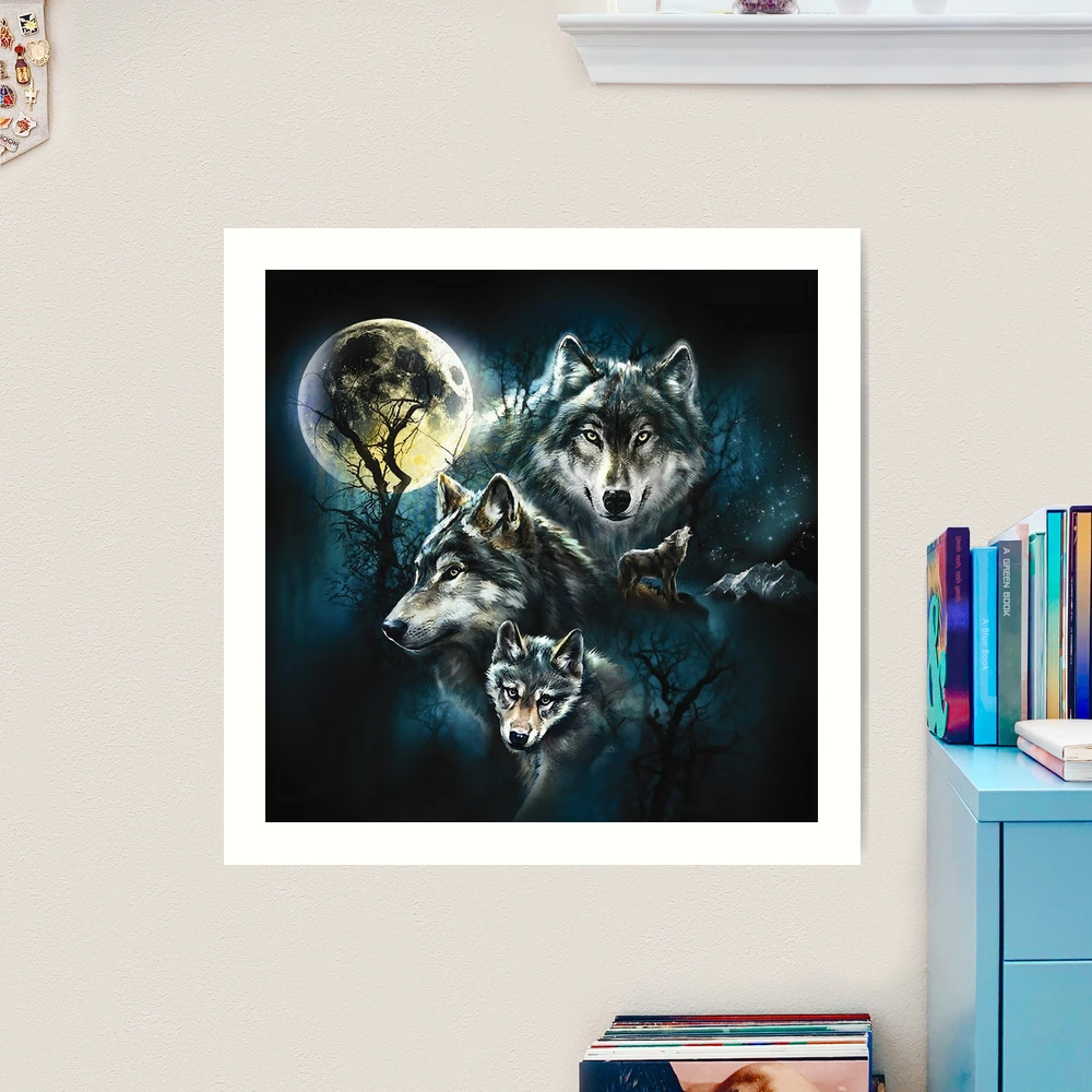 moon wolf ハンドメイドパステル画　絵画アート原画 月夜に舞う ハンドメイドパステル画 絵画アート原画 - メルカリ