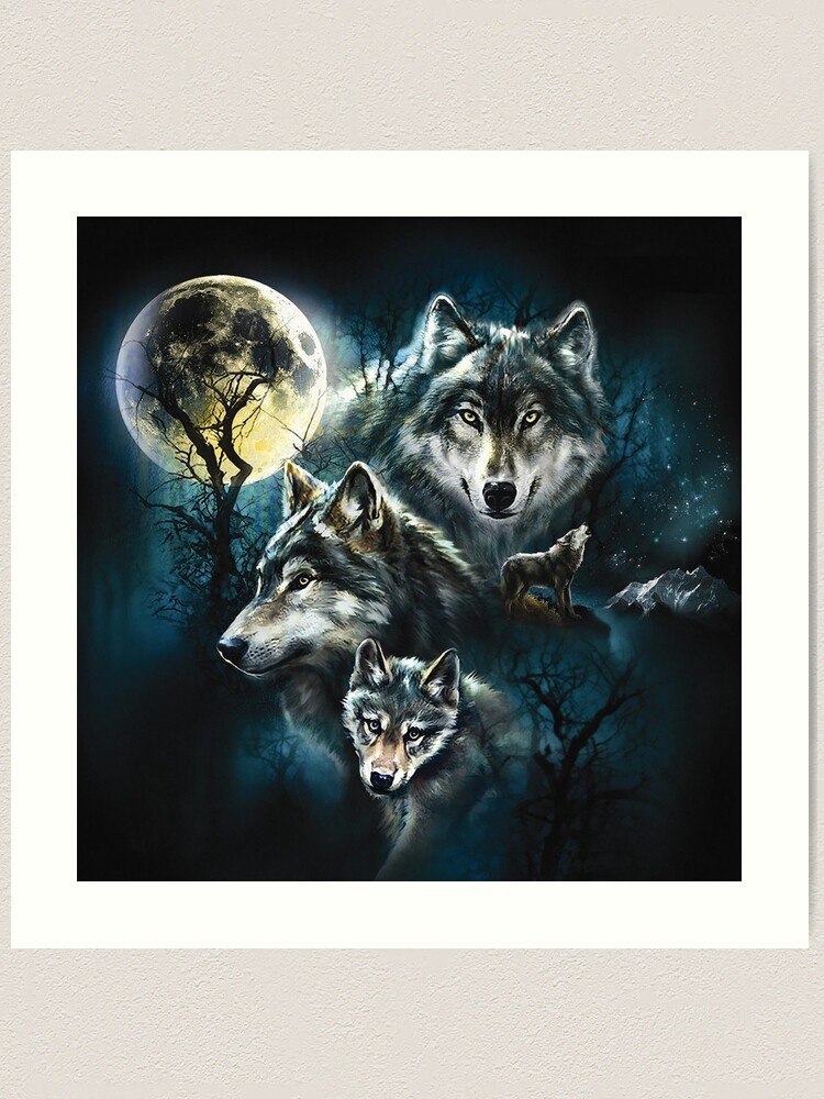 moon wolf ハンドメイドパステル画　絵画アート原画 月夜に舞う ハンドメイドパステル画 絵画アート原画 - メルカリ