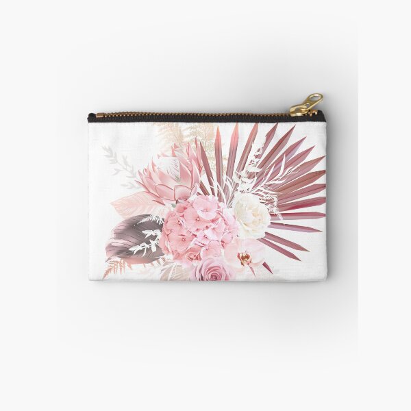 Item preview, Trendy dried palm leaves, blush pink, white rose, pale protea, orchid, hydrangea, pampas grass vector design wedding bouquet designed and sold by lavendertime.