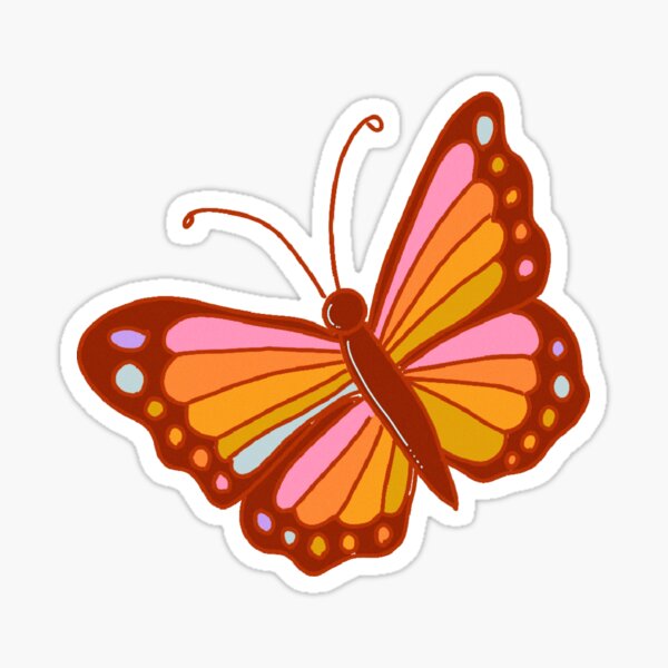 Retro 70s Butterfly Sticker