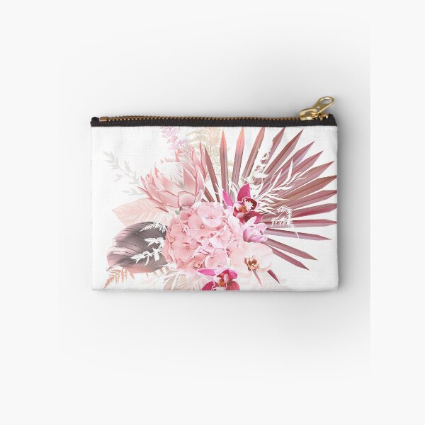 Item preview, Trendy dried palm leaves, pale protea, maroon orchid, blush pink hydrangea designed and sold by lavendertime.
