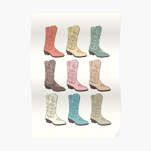 Western Cowboy Boots Rodeo Contemporary Wall Decor Art Print Poster 16x20 