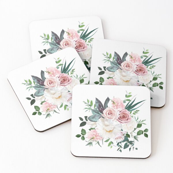 Item preview, Dusty pink and cream rose, peony, hydrangea flower, tropical leaves vector design wedding bouquet designed and sold by lavendertime.