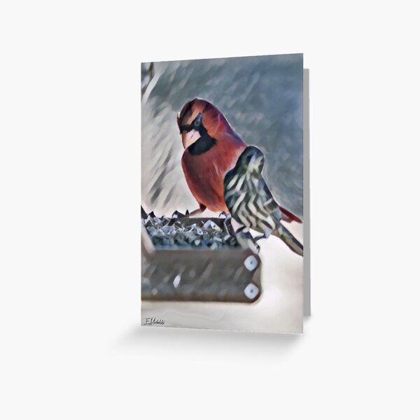 Cardinal and Finch Greeting Card