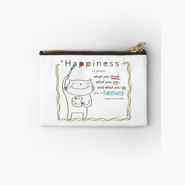 Item preview, Happiness is ... quote by Gandhi / Cat doodle designed and sold by eyecreate.