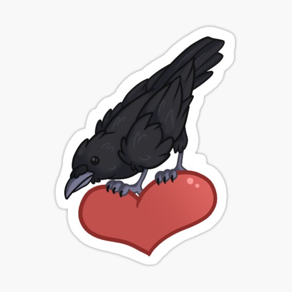 Valentines Crow Sticker
