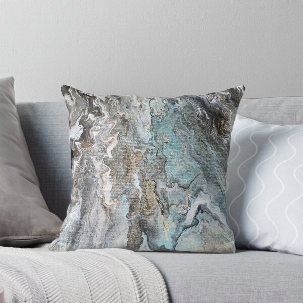 Item preview, Tide Pool Among the Rocks Modern Abstract in Aqua with Browns and Greys designed and sold by InalterataArt.
