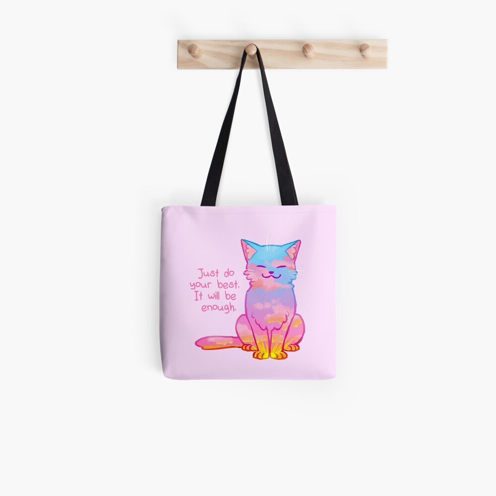 "Your Best Is Enough" Sunset Cat Tote Bag