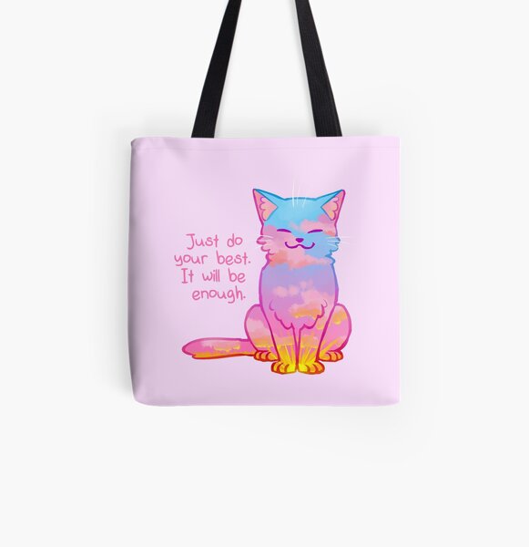"Your Best Is Enough" Sunset Cat All Over Print Tote Bag