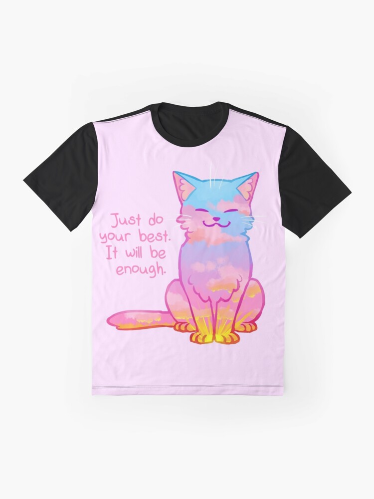 Alternate view of "Your Best Is Enough" Sunset Cat Graphic T-Shirt