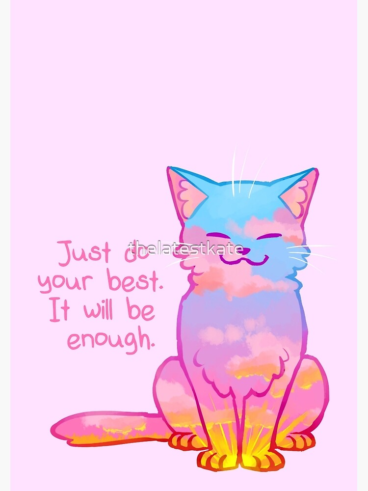 Thumbnail 3 of 3, Journal, "Your Best Is Enough" Sunset Cat designed and sold by thelatestkate.