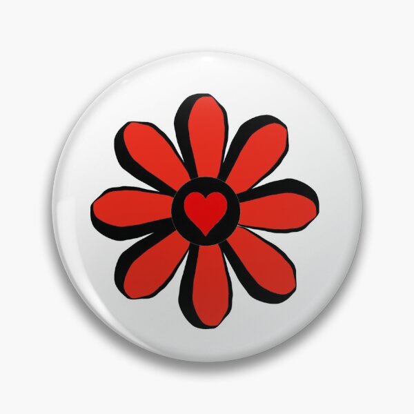 Item preview, Retro Abstract Red and Black Sunflower With Red Heart on White Background designed and sold by ShajenDesigns.
