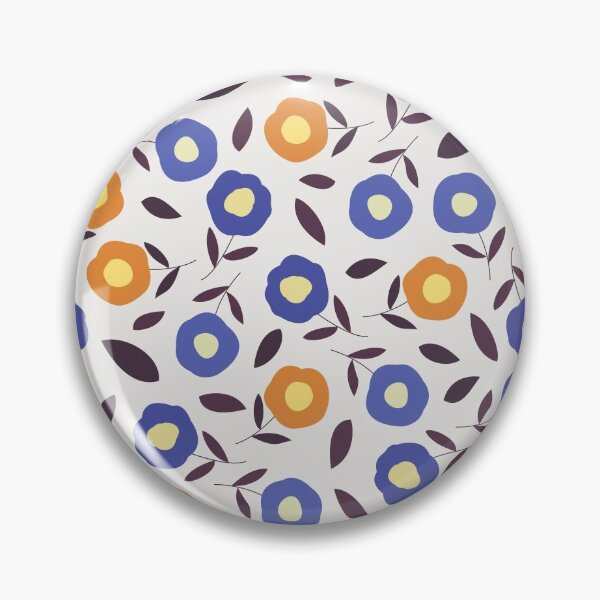 Item preview, Vintage Blue and Orange Flower Pattern designed and sold by ButterandCheese.
