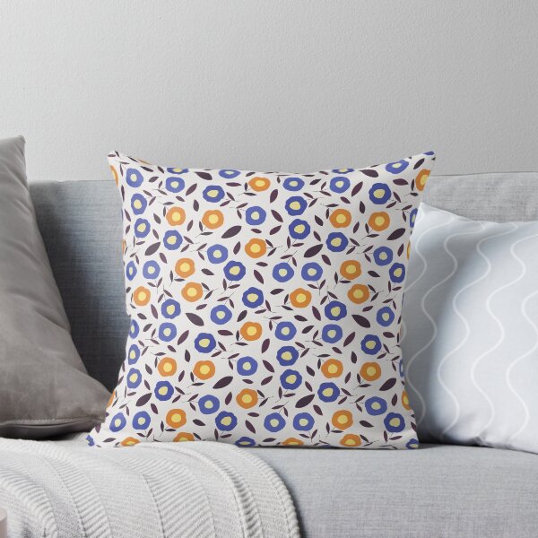 Item preview, Vintage Blue and Orange Flower Pattern designed and sold by ButterandCheese.