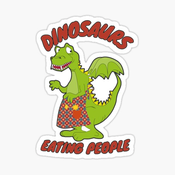 Dinosaurs Eating People, Dinosaur Sticker for Sale by brooklyntowner