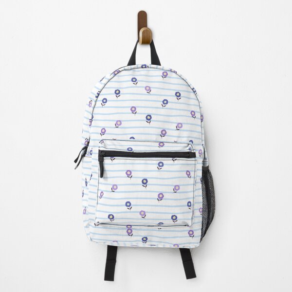 Item preview, Little Blue and Purple Flower with Blue Striped Pattern designed and sold by ButterandCheese.