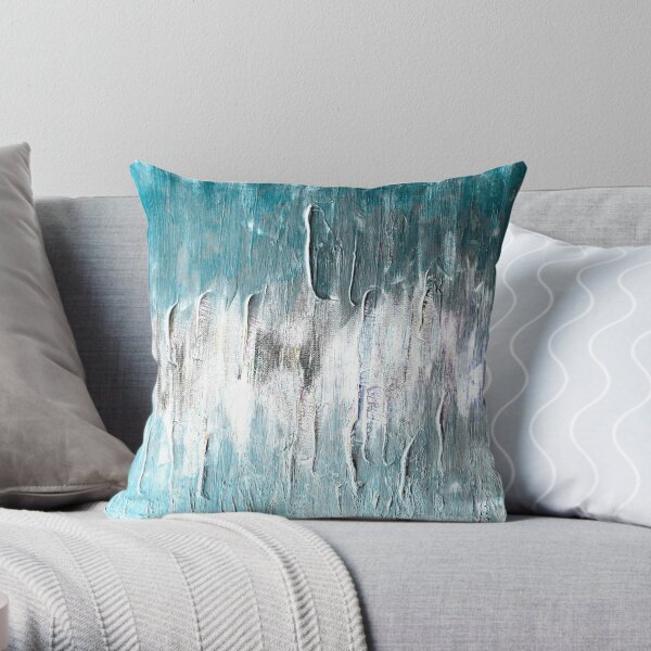 Ocean teal and blue waves abstract  Throw Pillow