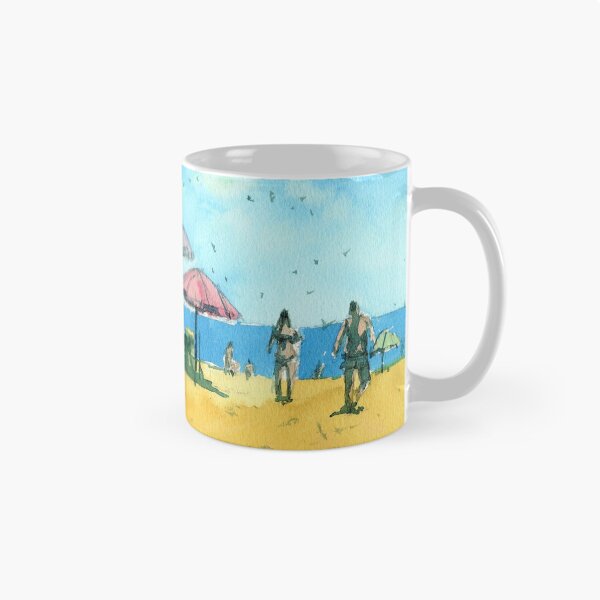 Item preview, Beach Landscape Painting in Watercolor with Umbrellas designed and sold by darrenyeoart.