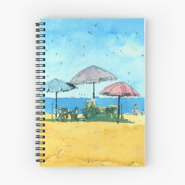 Item preview, Beach Landscape Painting in Watercolor with Umbrellas designed and sold by darrenyeoart.
