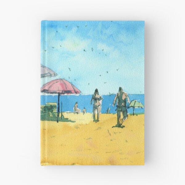 Item preview, Beach Landscape Painting in Watercolor with Umbrellas designed and sold by darrenyeoart.