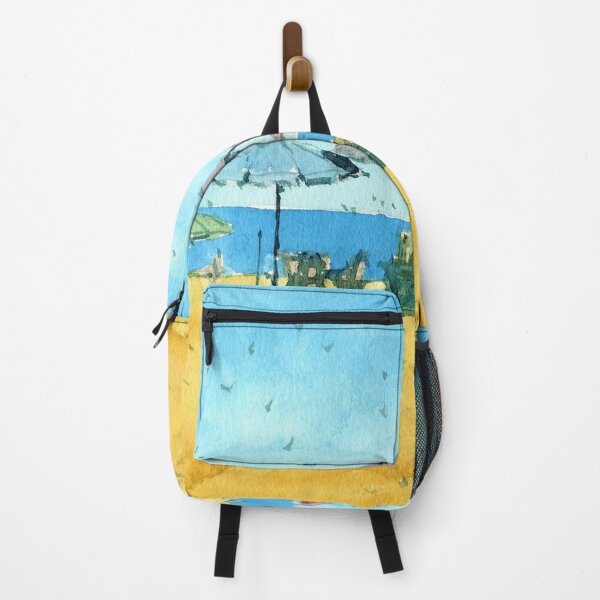 Item preview, Beach Landscape Painting in Watercolor with Umbrellas designed and sold by darrenyeoart.