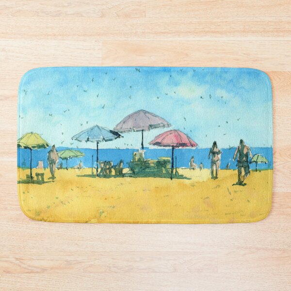 Item preview, Beach Landscape Painting in Watercolor with Umbrellas designed and sold by darrenyeoart.