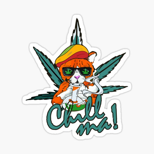 Item preview, Chill ma Bong pothead cat cannabis weed smoking designed and sold by Nelt123.