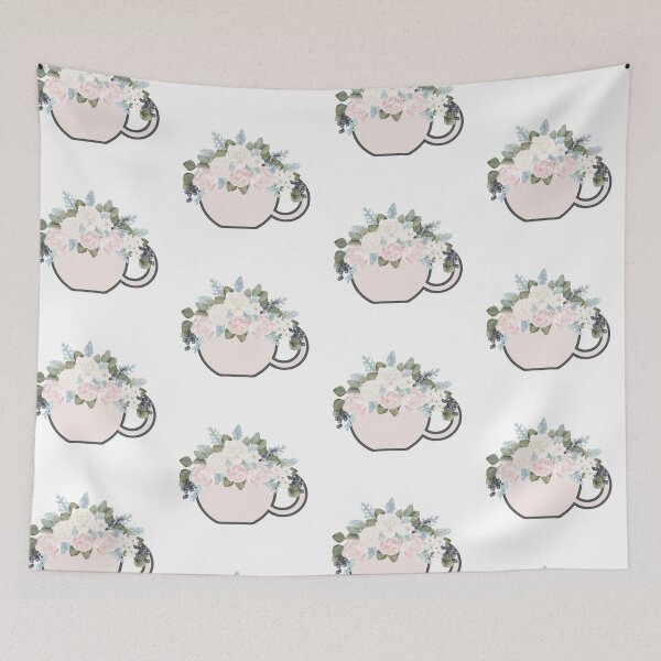 Item preview, SOFT PINK AND BLUE OLD WORLD FLORAL TEACUP designed and sold by wildwhimsical.