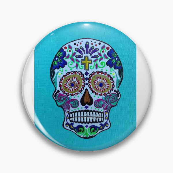 Item preview, Dia de Los Muertos Skull on Aqua designed and sold by Leslie Pino Durant.