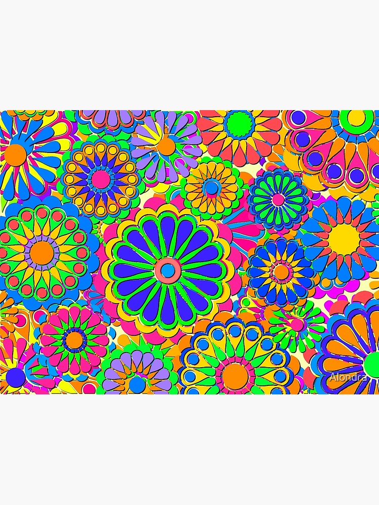 Bright Colorful Flower Power Hippy Style Poster By Alondra Redbubble 