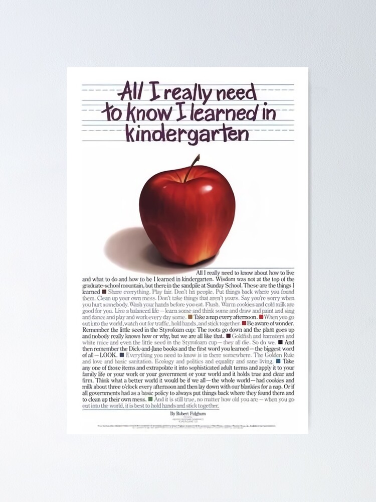 "Everything All I Really Need To Know I Learned In Kindergarten" Poster