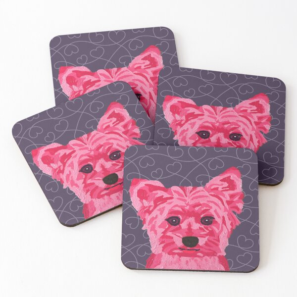 Item preview, Kate Yorkie by Pink Heart on Dark Grey Wallpaper designed and sold by Amanda A. Anthony.