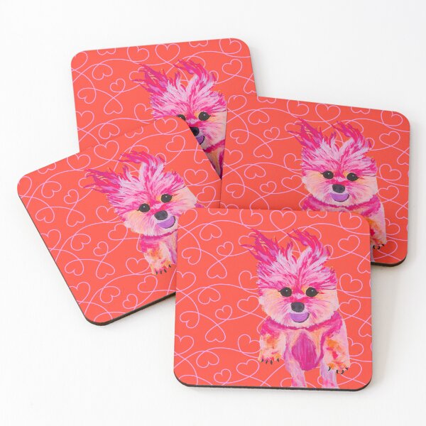 Item preview, I Love Luz the Chorkie over Pink Hearts with Orange designed and sold by Amanda A. Anthony.