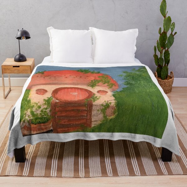 Item preview, mushroom cottage acrylic painting/ cottage core aesthetic designed and sold by fatimaadraws.