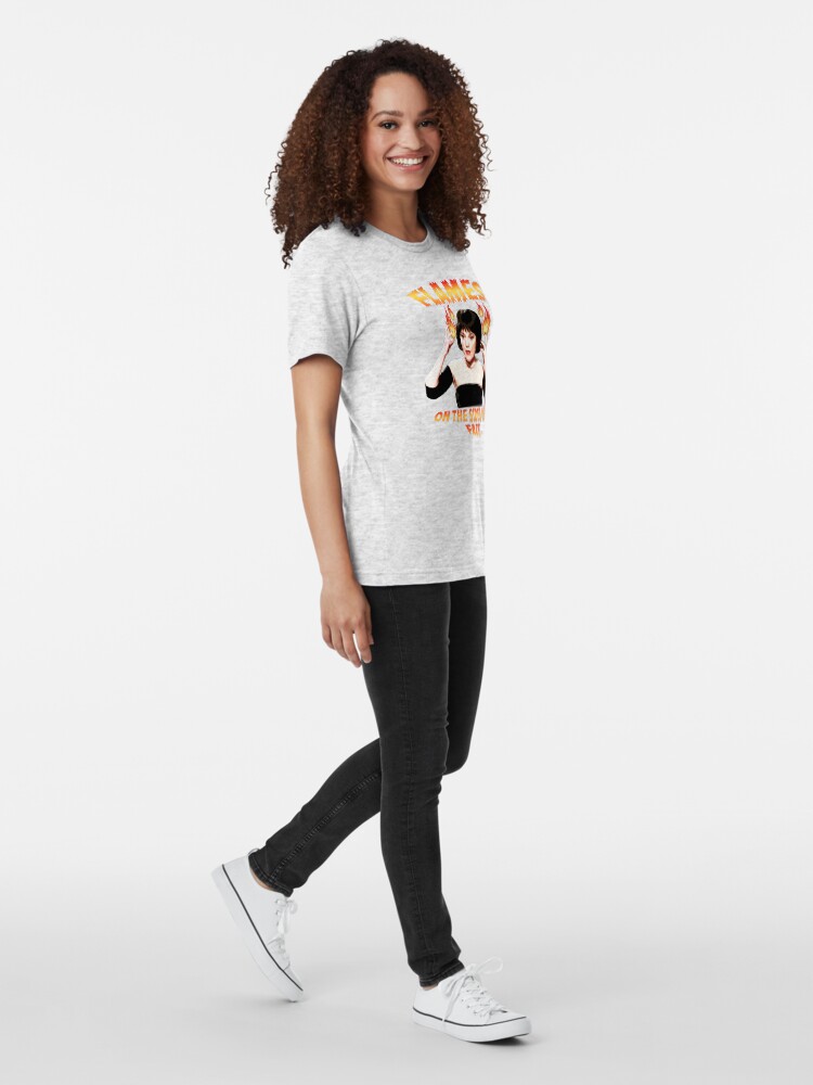 Alternate view of Clue Mrs White Flames Tri-blend T-Shirt