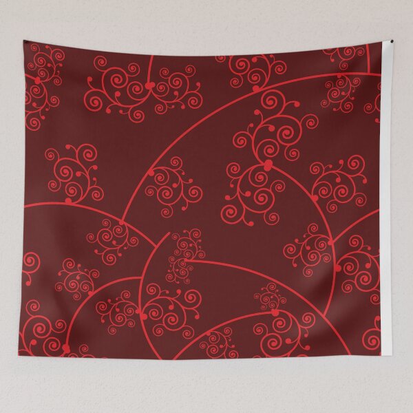 Item preview, Red Ornate Grass Motif Medieval Pattern designed and sold by Zuepfelmuetzen.