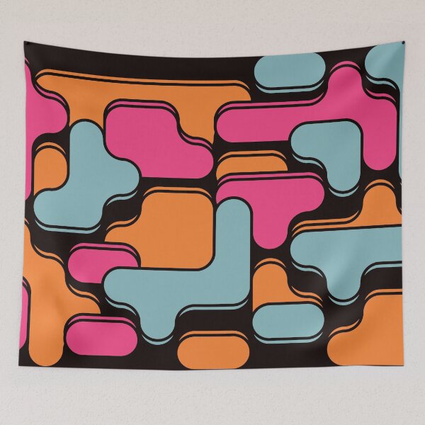 Item preview, Retro 70s inspired shapes pattern designed and sold by GroovyRaffRaff.