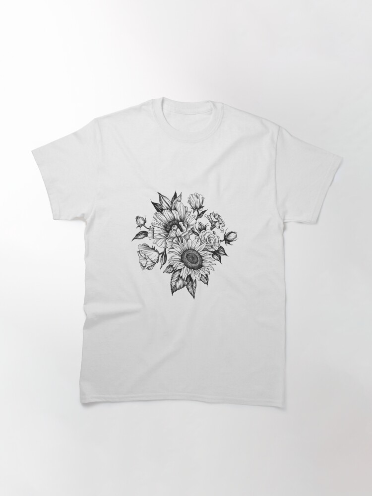 Vista alternativa de Camiseta clásica flores en tinta