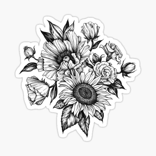 fleurs à l'encre Sticker