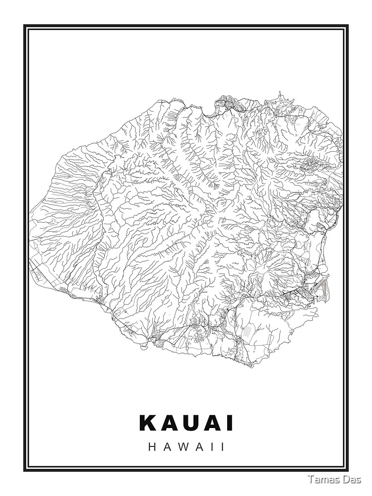 kauai-map-poster-for-sale-by-sibudas-redbubble for Free Printable Map Of Kauai Kauai Map