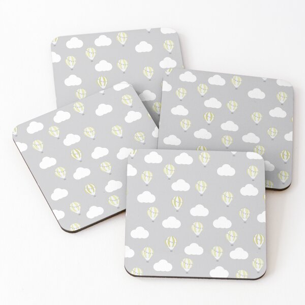 Item preview, Grey with Lemon Hot Air Balloons and Clouds designed and sold by shadowbright.