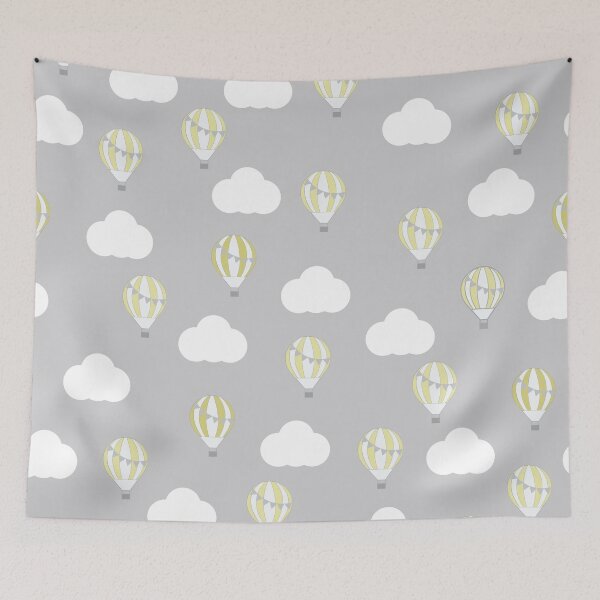 Item preview, Grey with Lemon Hot Air Balloons and Clouds designed and sold by shadowbright.